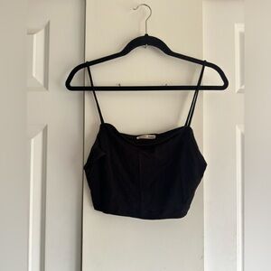 Reformation Jeans Straight-Neck Cropped Camisole | Size M | Black
